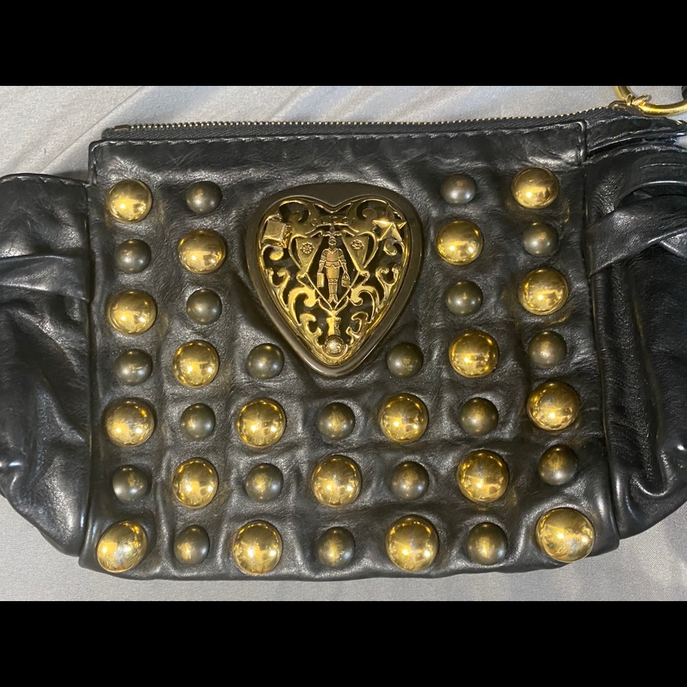 Black leather Gucci Babouska Hysteria clutch
